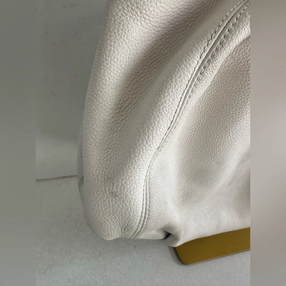 MICHAEL KORS Optic White Cream Medium East West Ring Leather Tote